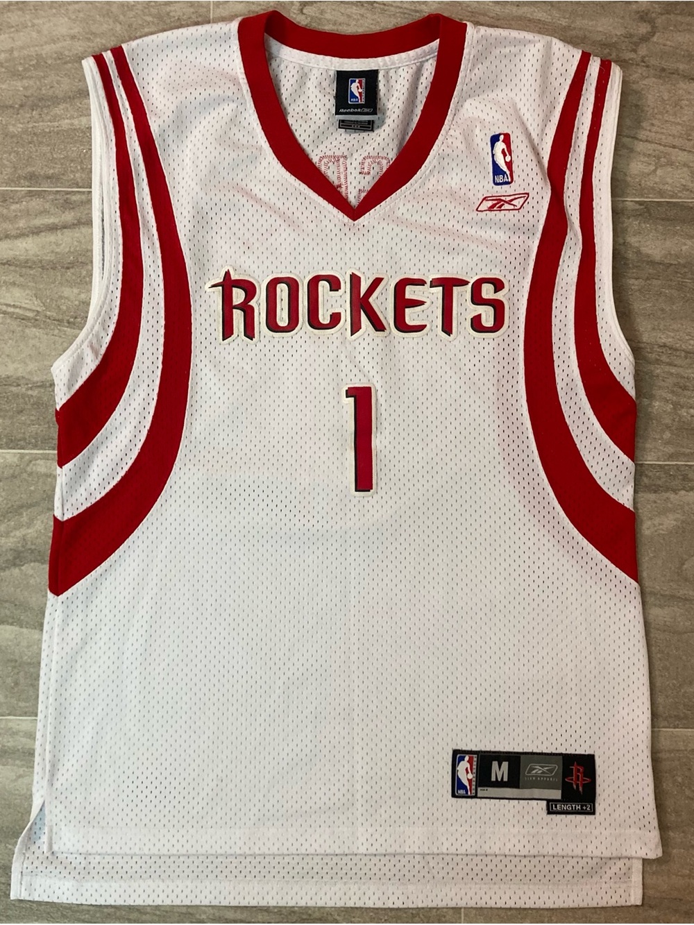 2004-10 Tracy McGrady NBA Houston Rockets White and Red Basketball Jersey Sz M+2